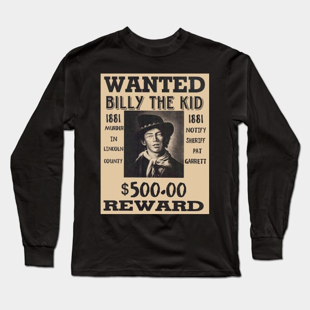 Wanted Poster of Billy The Kid Long Sleeve T-Shirt by posterbobs